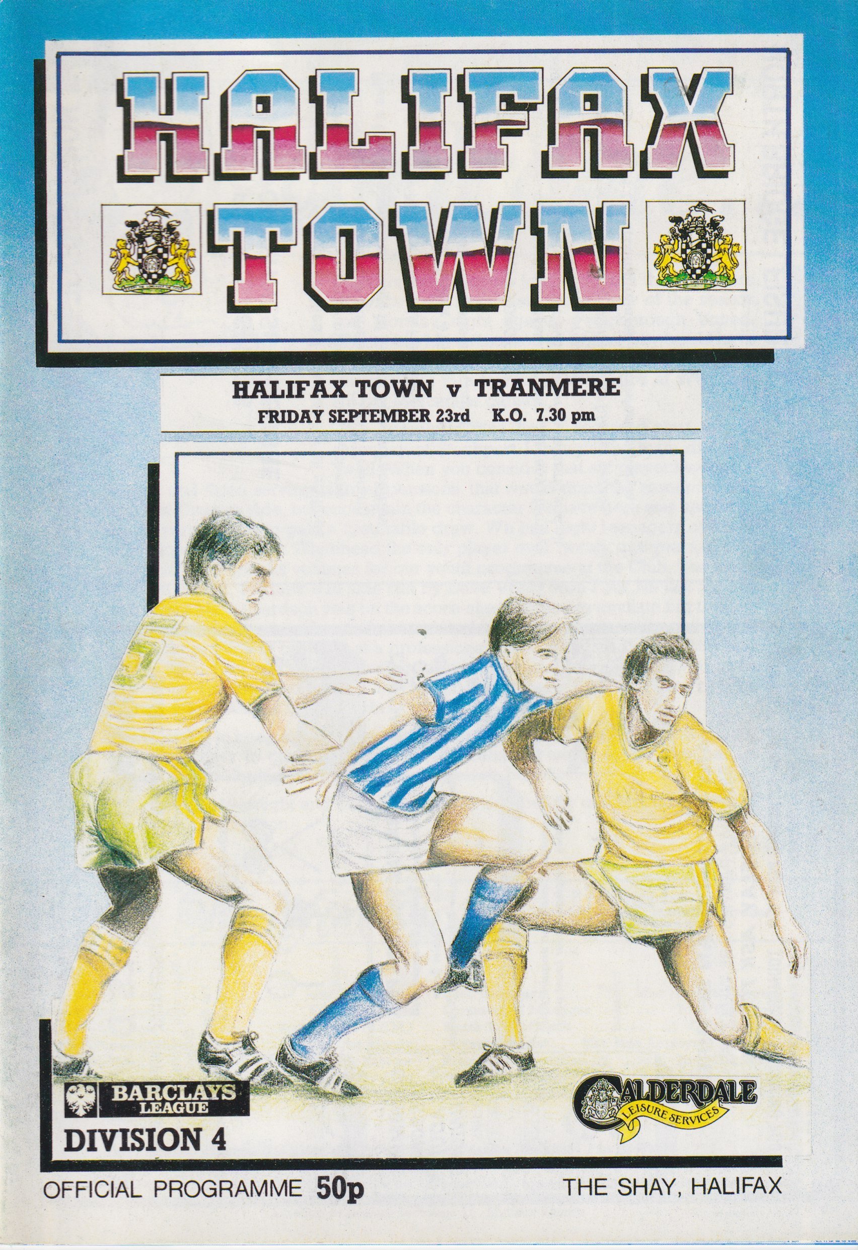 Halifax Town v Tranmere Rovers match programme